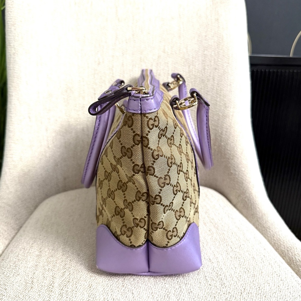 Authentic Gucci tote bag brown monogram canvas purple leather - Picture 9 of 16